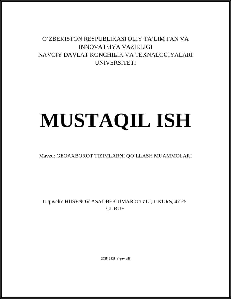 GEOAXBOROT TIZIMLARNI QOʻLLASH MUAMMOLARI 1