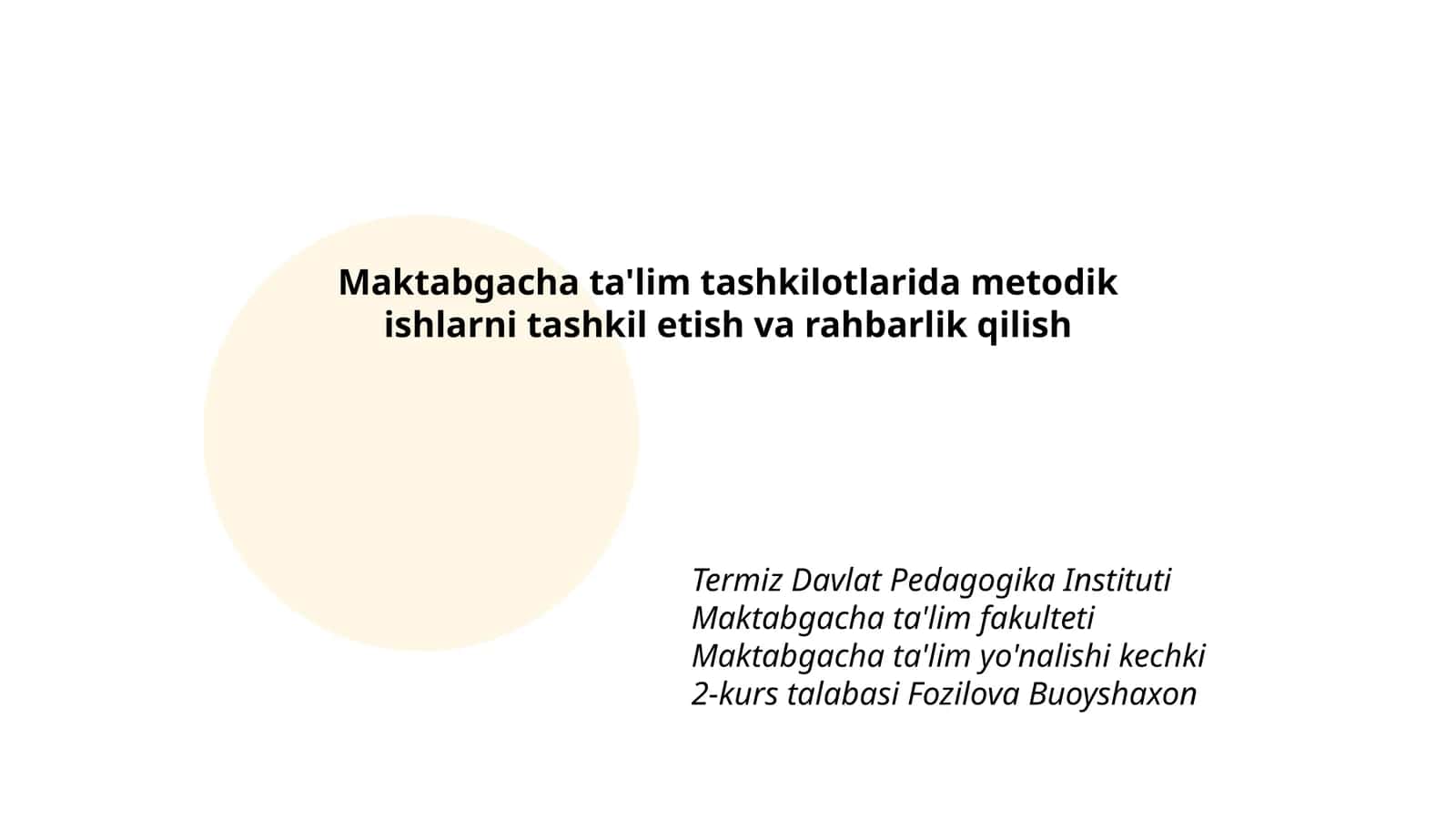 Maktabgacha ta'lim tashkilotlarida metodik ishlarni tashkil etish va rahbarlik qilish 1