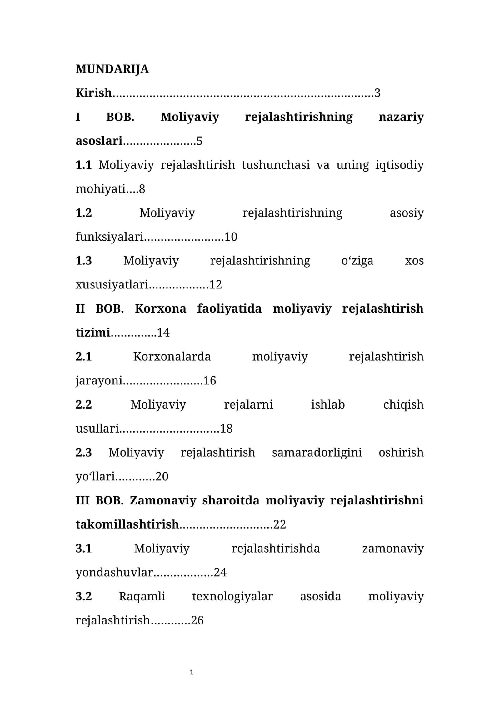 Moliyaviy rejalashtirishning nazariy asoslari 1
