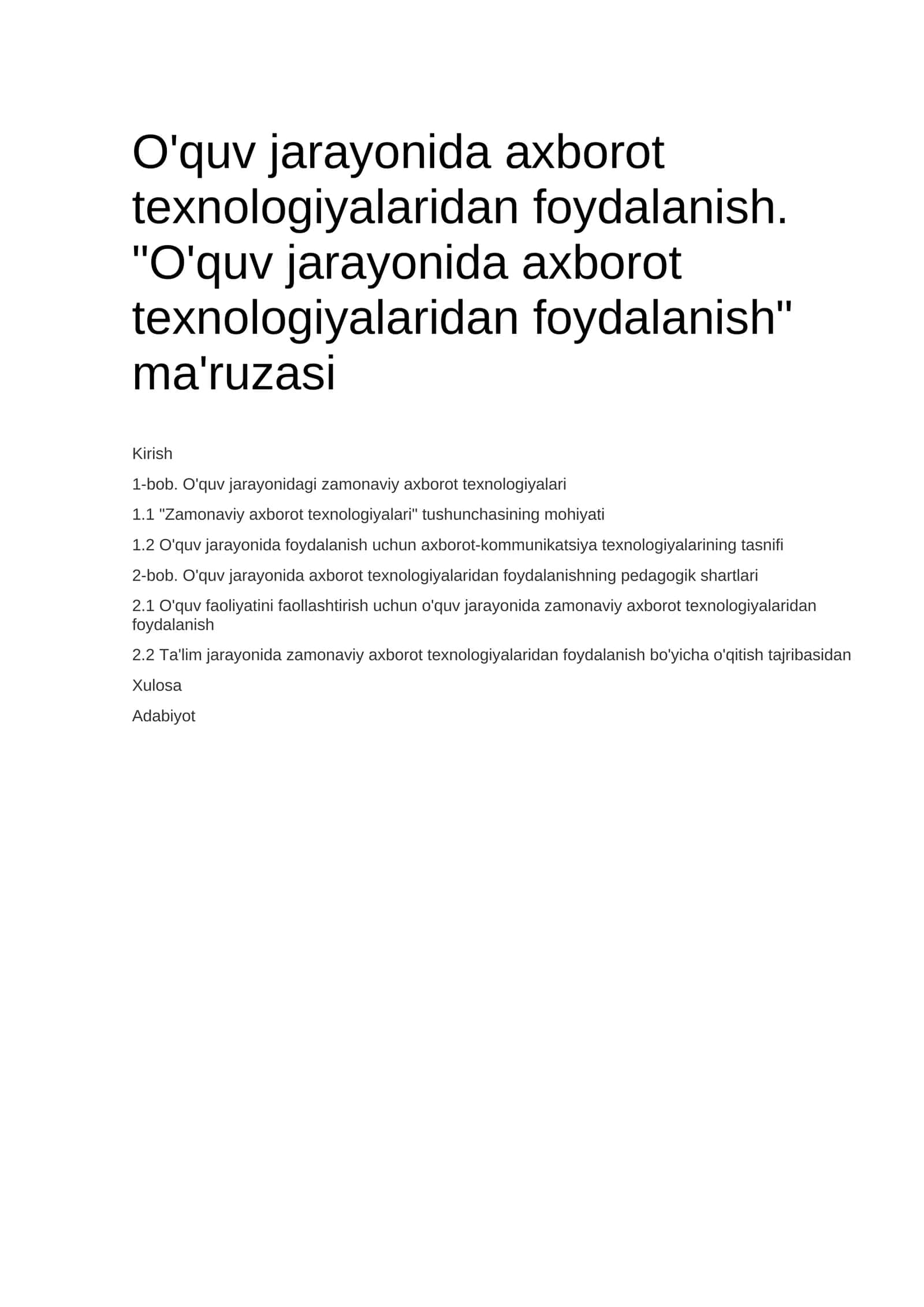O'quv jarayonida axborot texnologiyalaridan foydalanish 1