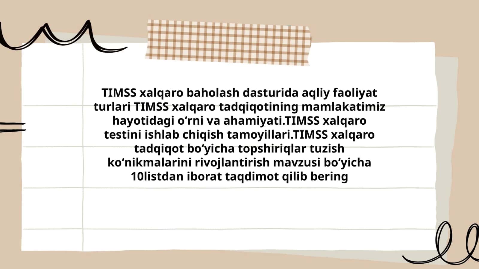 TIMSS xalqaro baholash dasturida aqliy faoliyat turlari 1