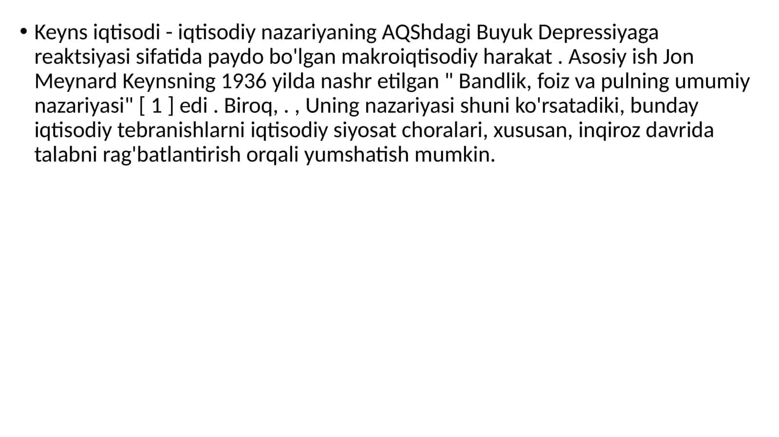 Keyns iqtisodi - iqtisodiy nazariya 1