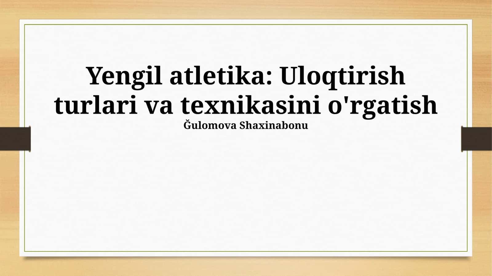 Yengil atletika: Uloqtirish turlari va texnikasini o'rgatish 1