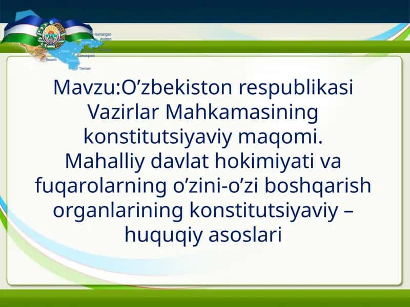 O’zbekiston Respublikasi Vazirlar Mahkamasining konstitutsiyaviy maqomi 1