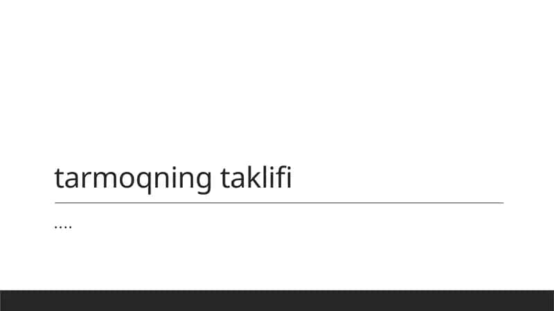 Tarmoq takliflari: asosiy tushunchalar 1