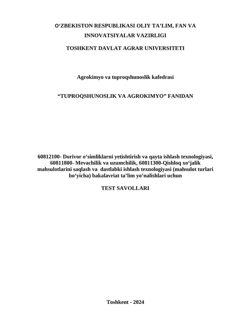 60812100- Dorivor o‘simliklarni yetishtirish va qayta ishlash texnologiyasi 1