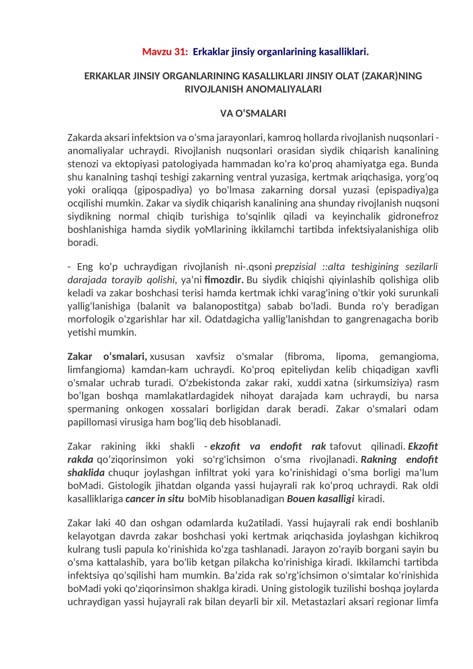 Erkaklar jinsiy organlarining kasalliklari 1