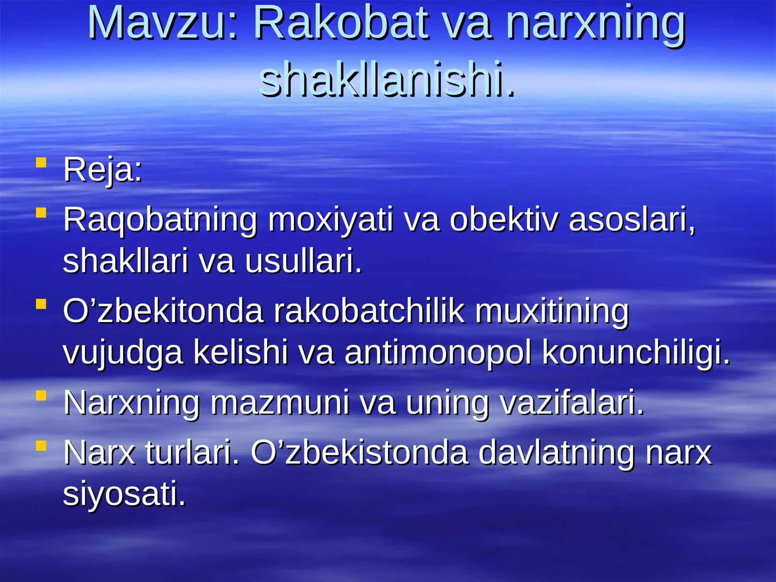 Rakobat va narxning shakllanishi 1