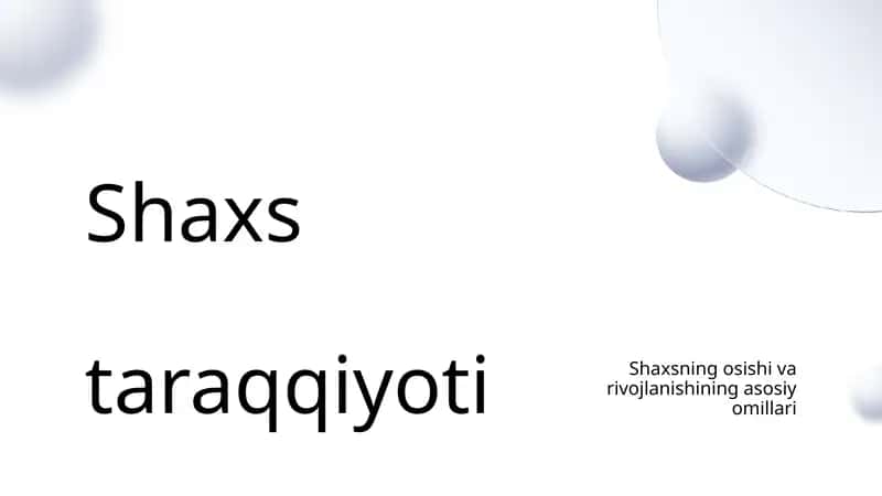 Shaxsning taraqqiyoti 1