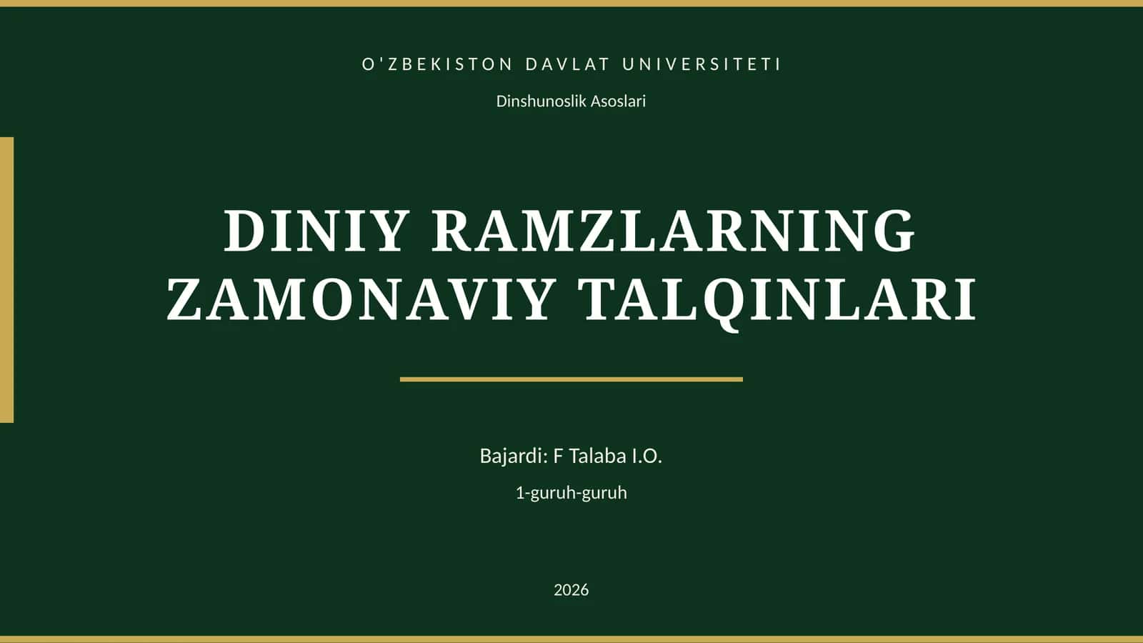 DINIY RAMZLARNING ZAMONAVIY TALQINLARI 1