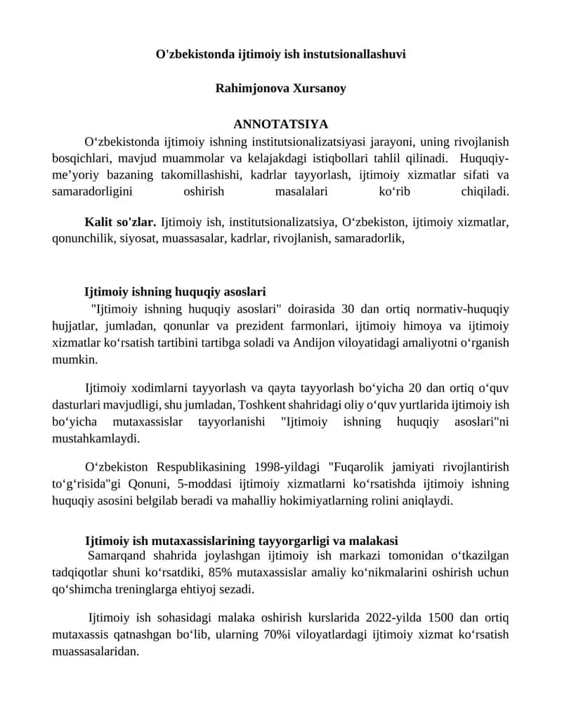 Ijtimoiy ish instutsionallashuvi 1