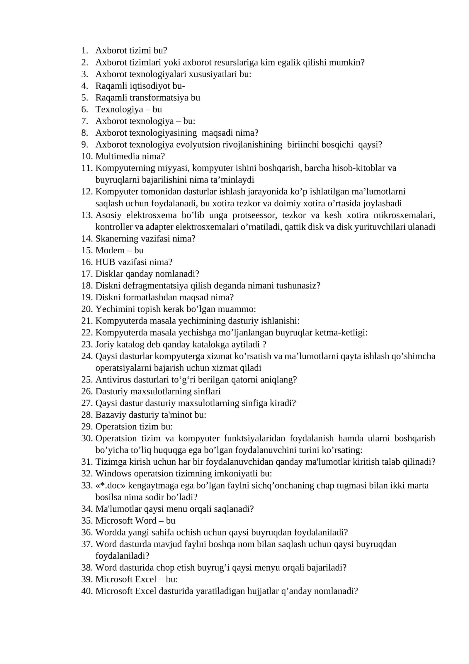 Axborot tizimi bu? 1