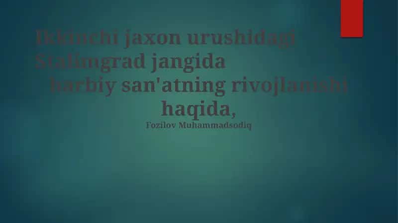 Stalimgrad jangida harbiy san'at 1