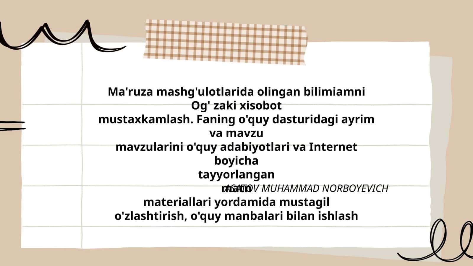 Og'zaki xisobot mustaxkamlash 1