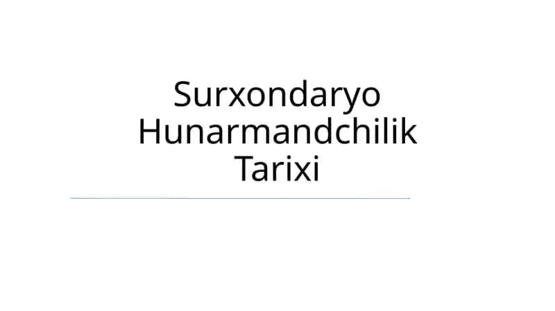 Surxondaryo Hunarmandchilik Tarixi 1