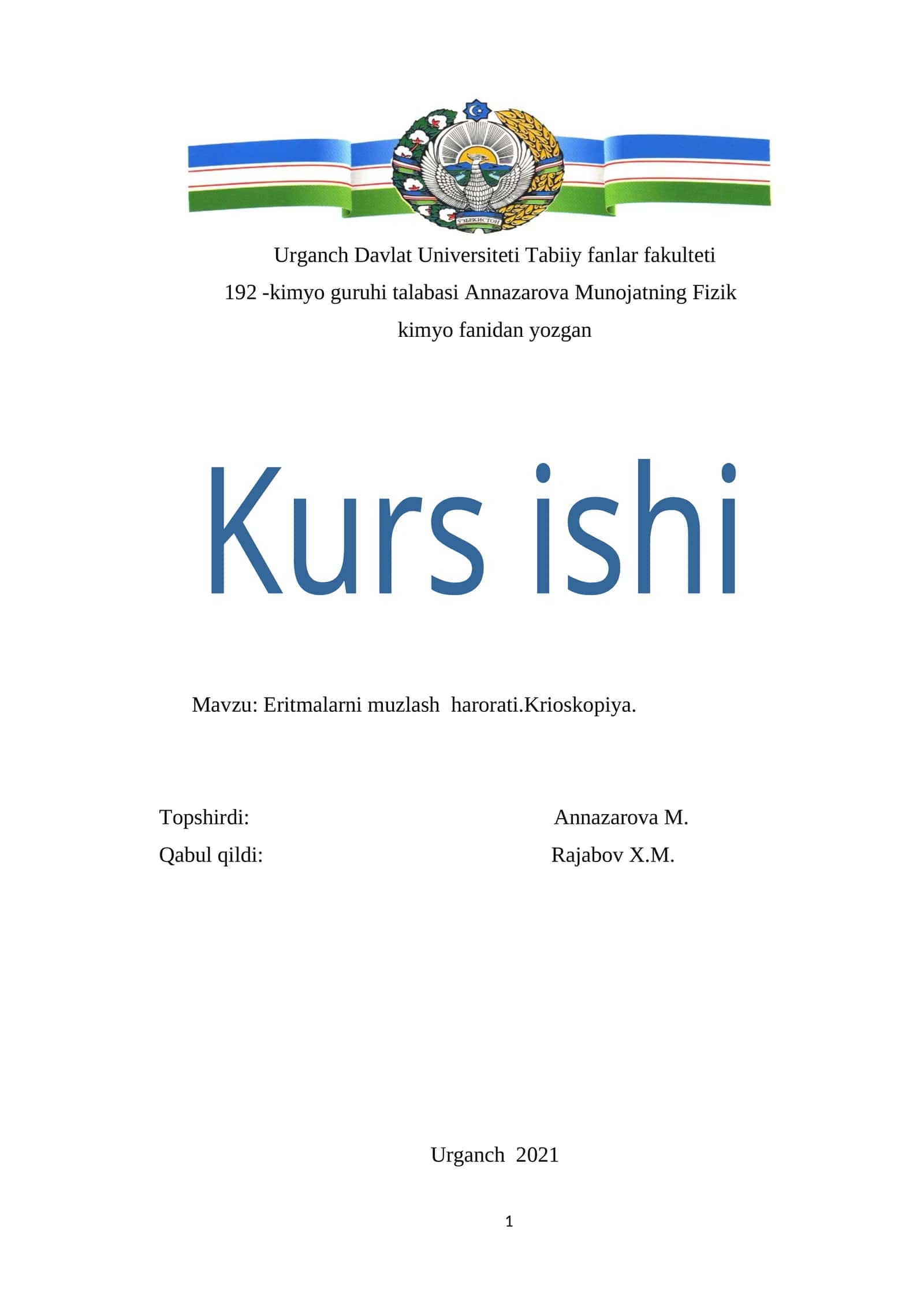 Eritmalarni muzlash harorati.Krioskopiya 1