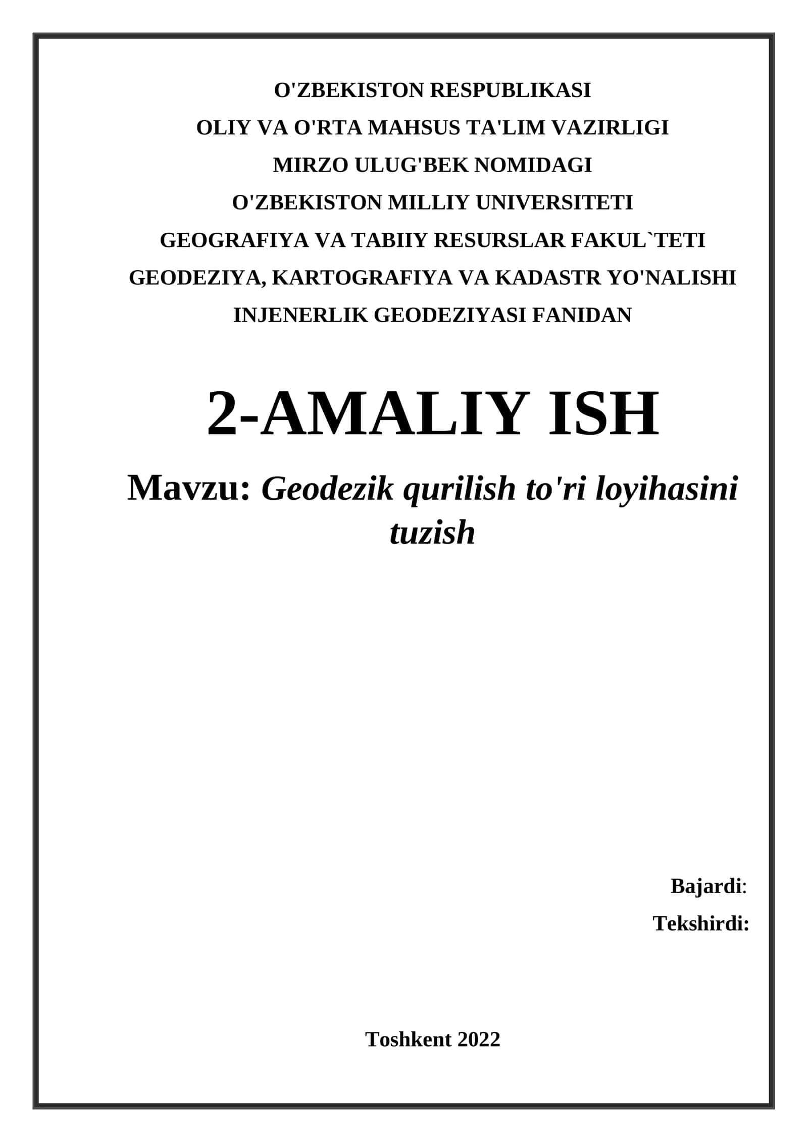 Geodezik qurilish to'ri loyihasini tuzish 1