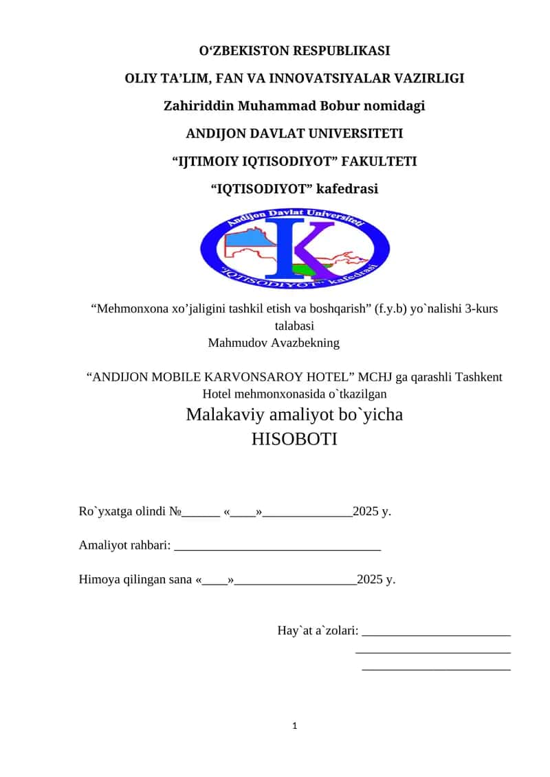 ANDIJON MOBILE KARVONSAROY HOTEL 1