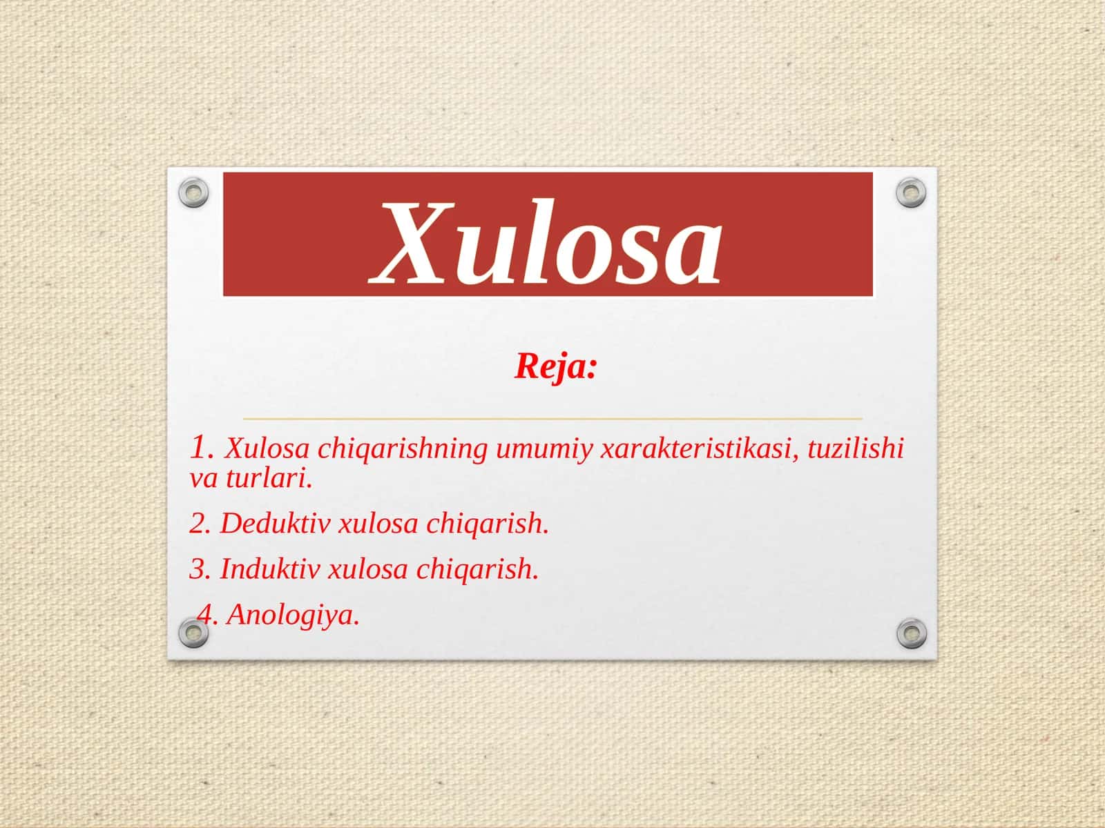 Xulosa 1