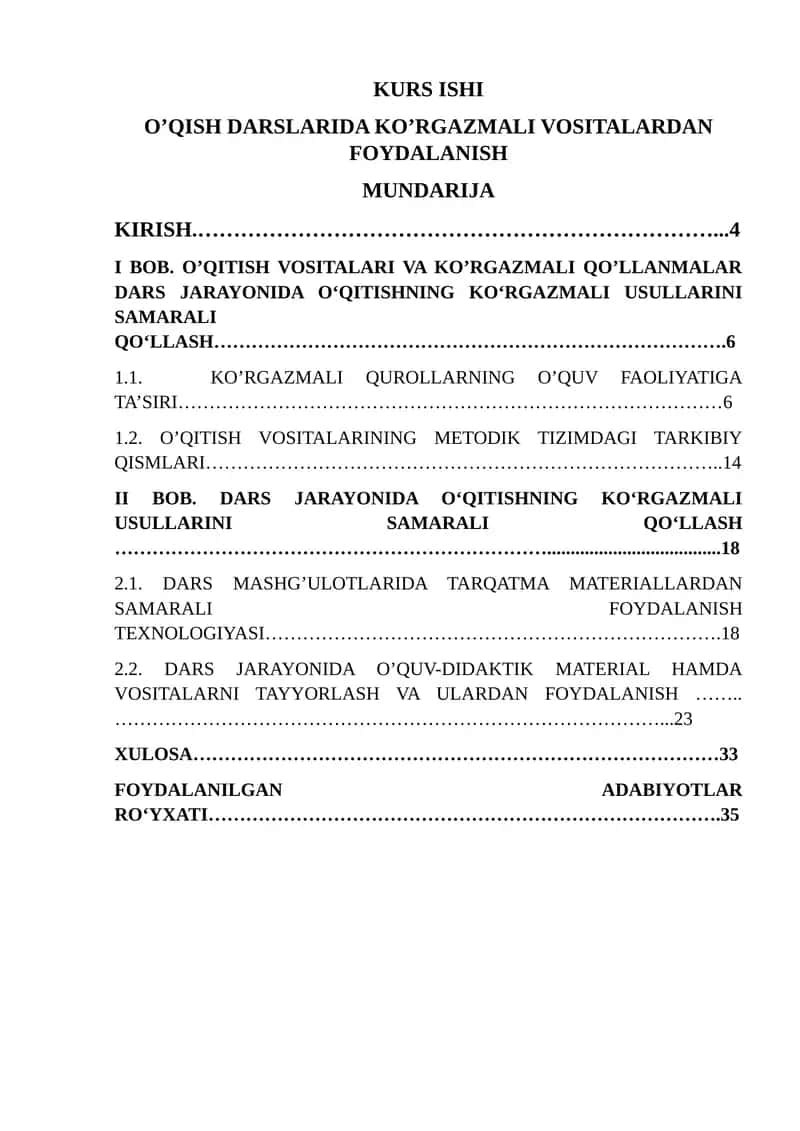 O’QISH DARSLARIDA KO’RGAZMALI VOSITALARDAN FOYDALANISH 1