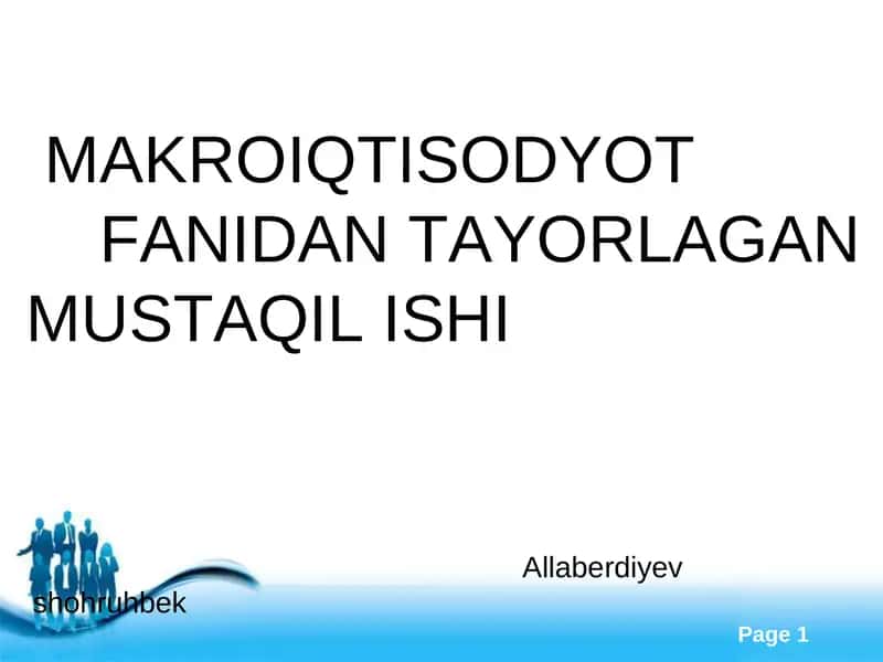 MAKROIQTISODYOT FANIDAN TAYORLAGAN MUSTAQIL ISHI 1