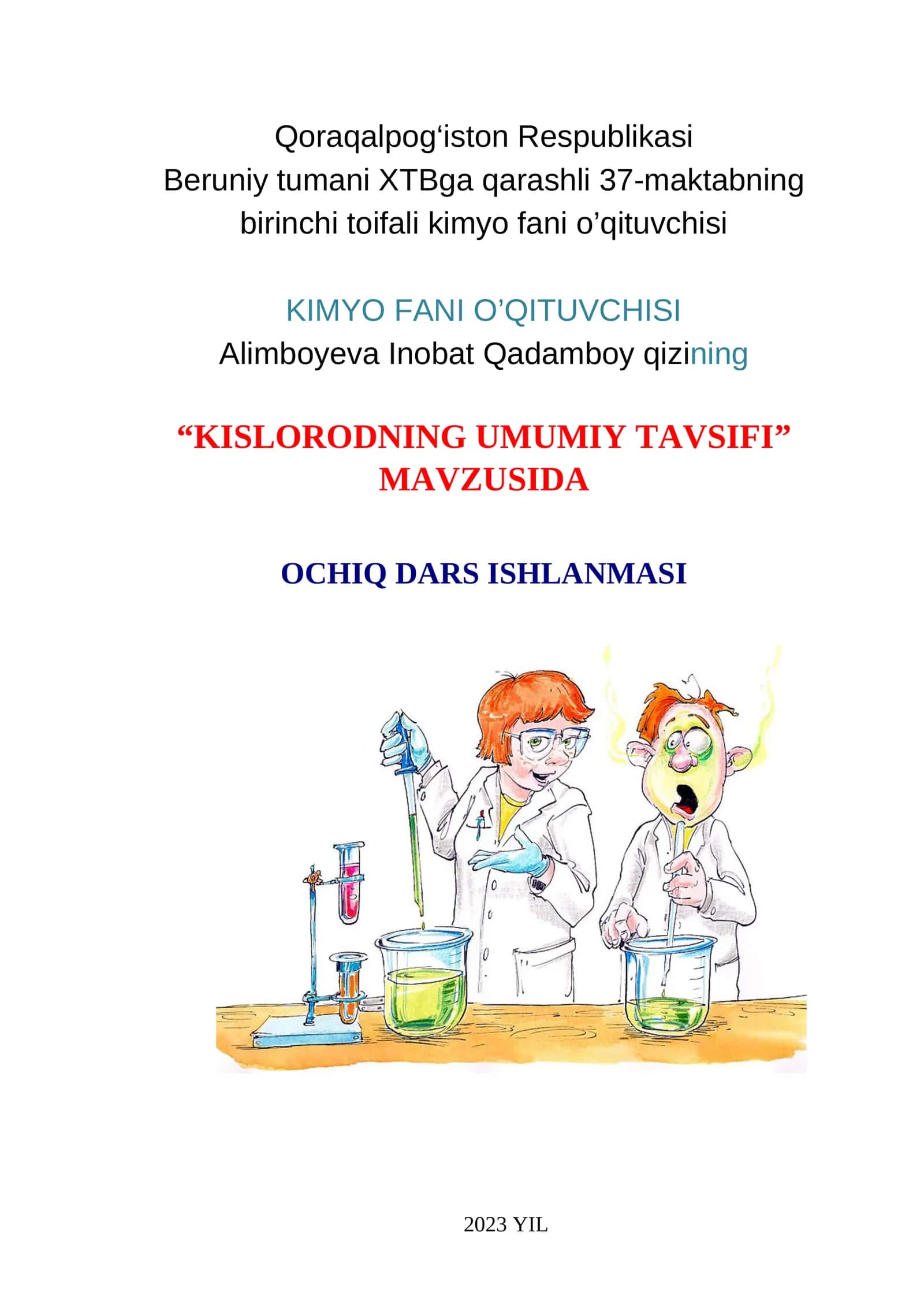 7-sinf Kimyo fanidan Kislotalar mavzusida bir soatlik ochiq dars ishlanmasi 1