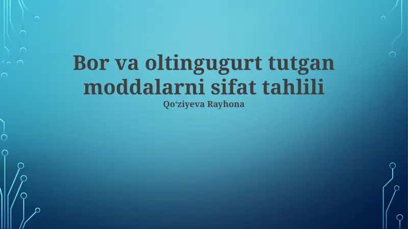 Oltingugurtning Sifat Reaksiyalari 1