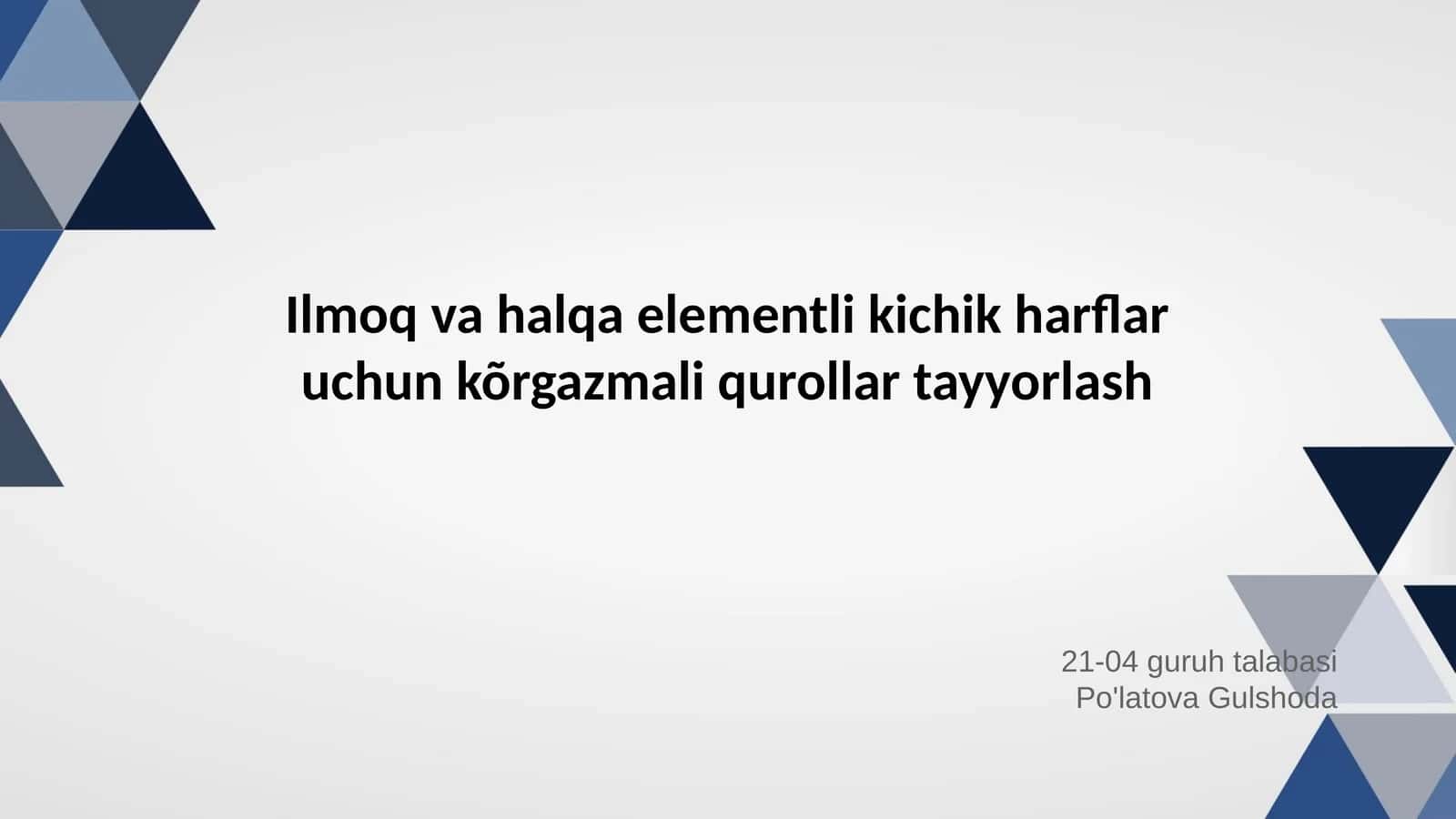 Ilmoq va halqa elementli kichik harflar uchun kõrgazmali qurollar tayyorlash 1