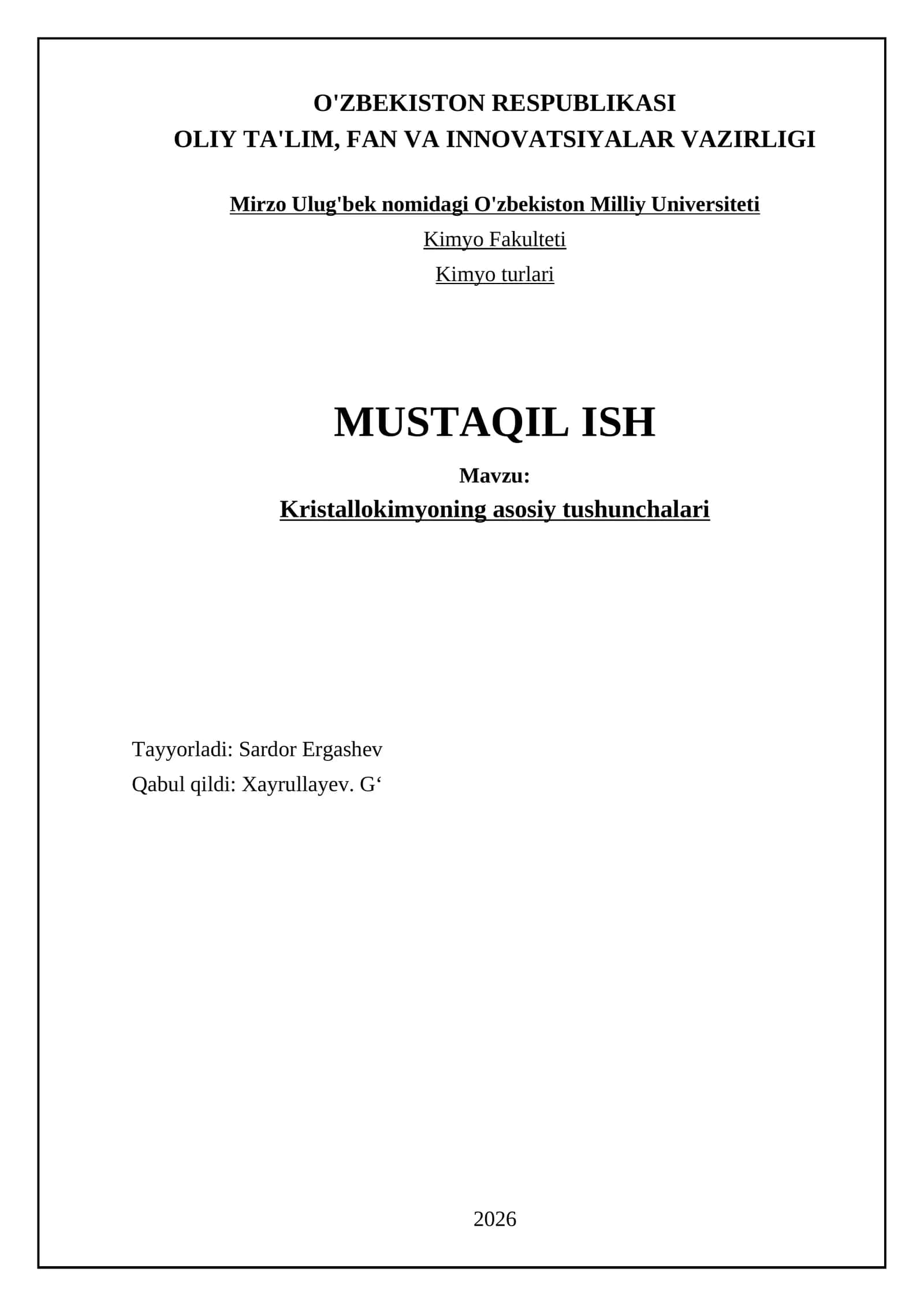 Kristallokimyoning asosiy tushunchalari 1
