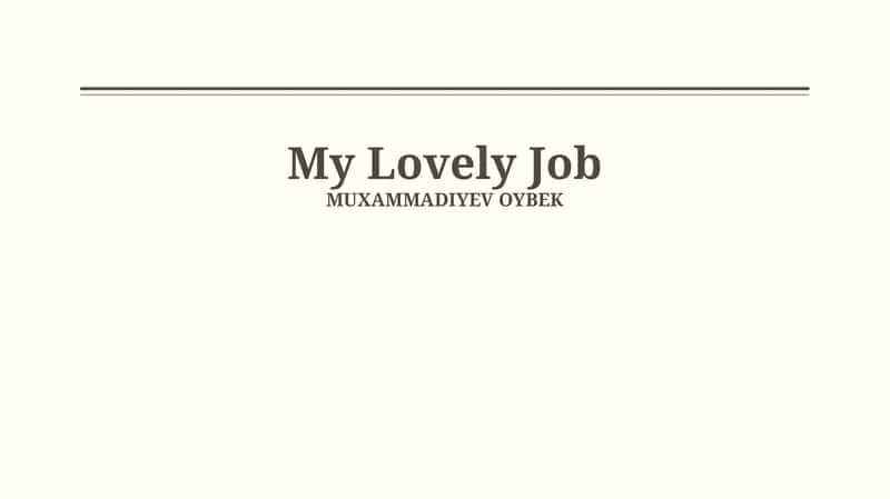 My Lovely Job 1