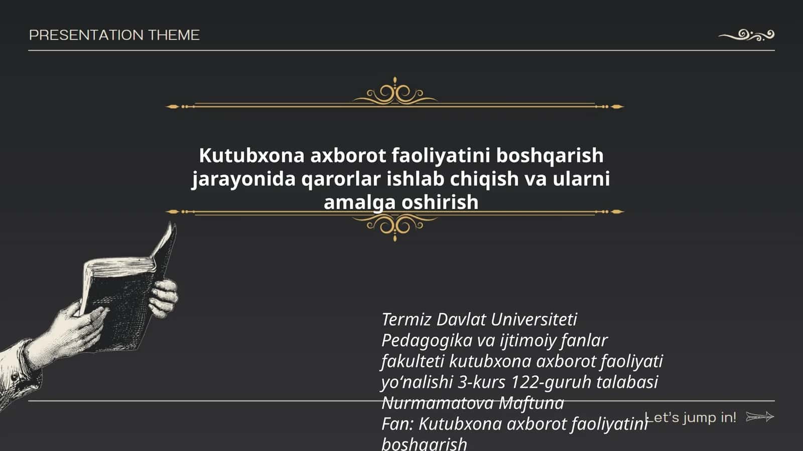 Kutubxona axborot faoliyatini boshqarish jarayonida qarorlar ishlab chiqish va ularni amalga oshirish 1