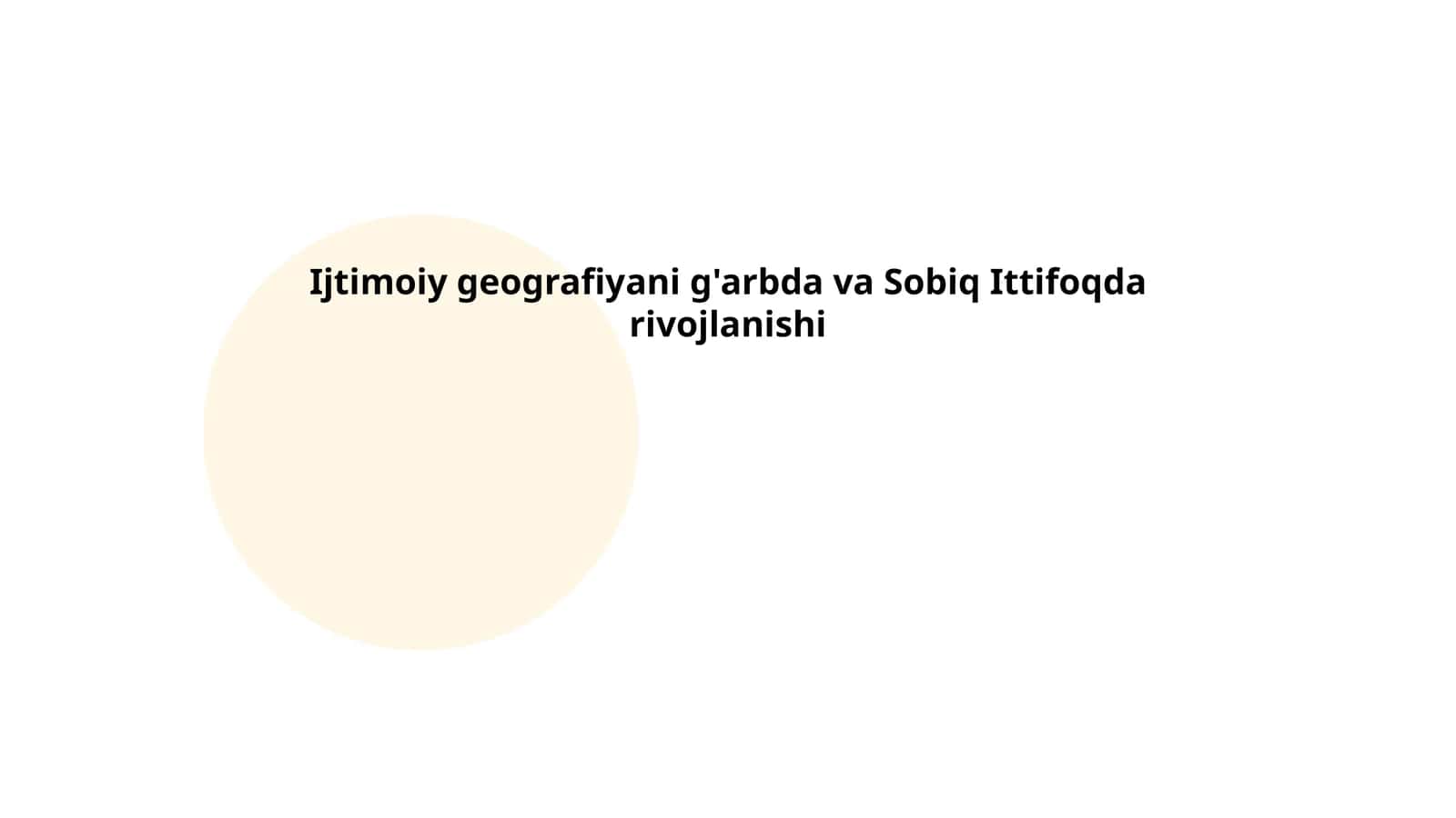 G'arbiy Yevropada ijtimoiy geografiya taraqqiyoti 1