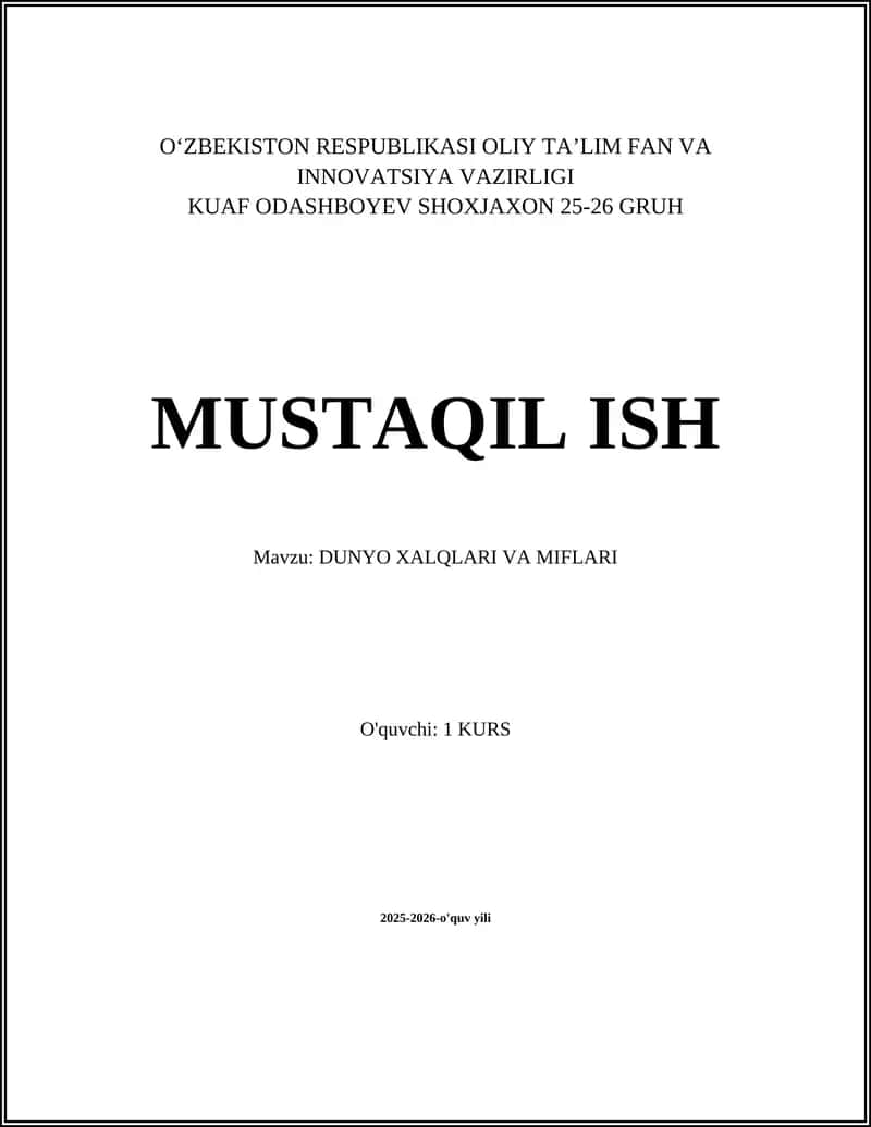 DUNYO XALQLARI VA MIFLARI 1