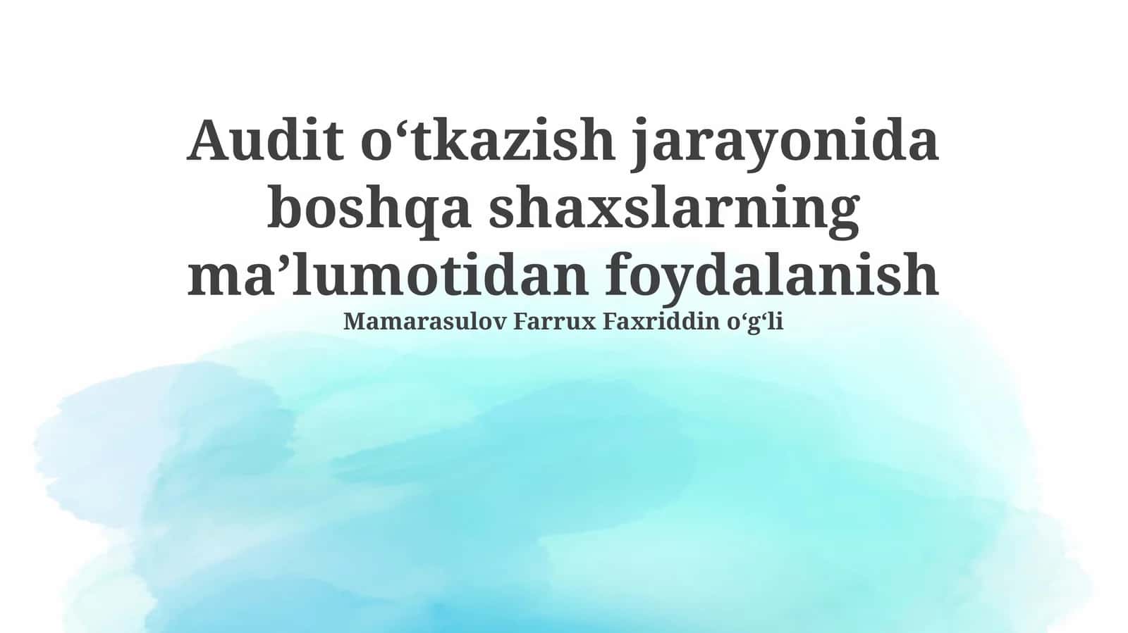 Auditorlikda ma'lumot olish 1