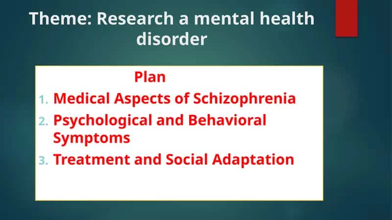 Research a mental health disorder 1