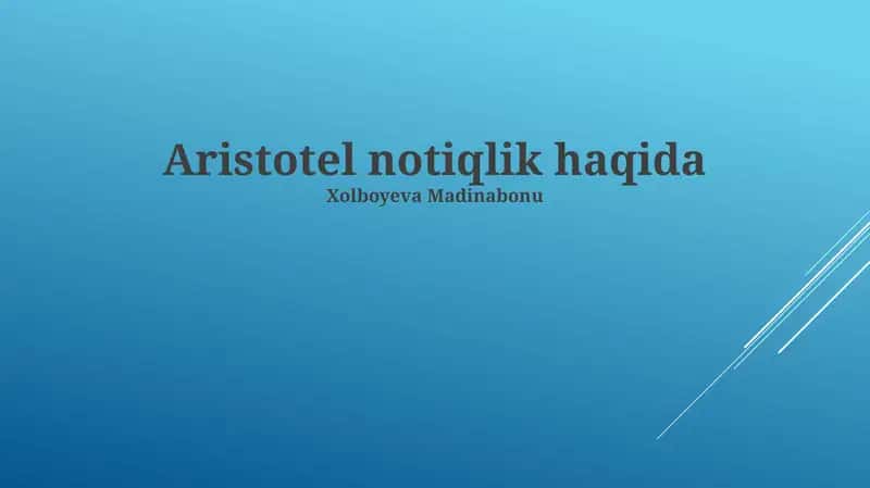 Aristotel notiqlik haqida 1