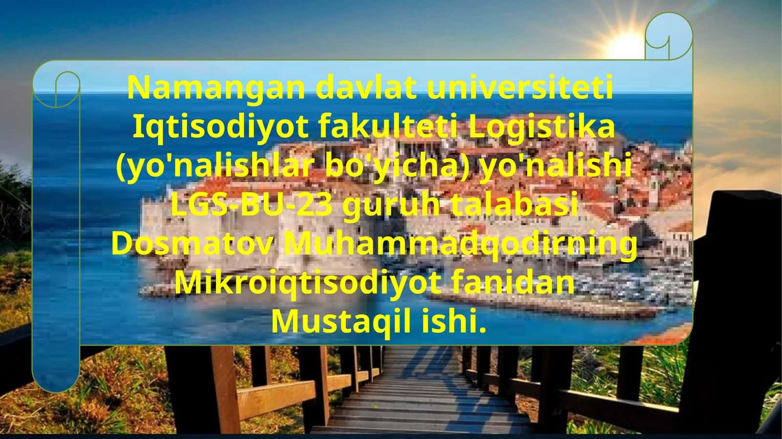 Mikroiqtisodiyot fanidan Mustaqil ishi 1