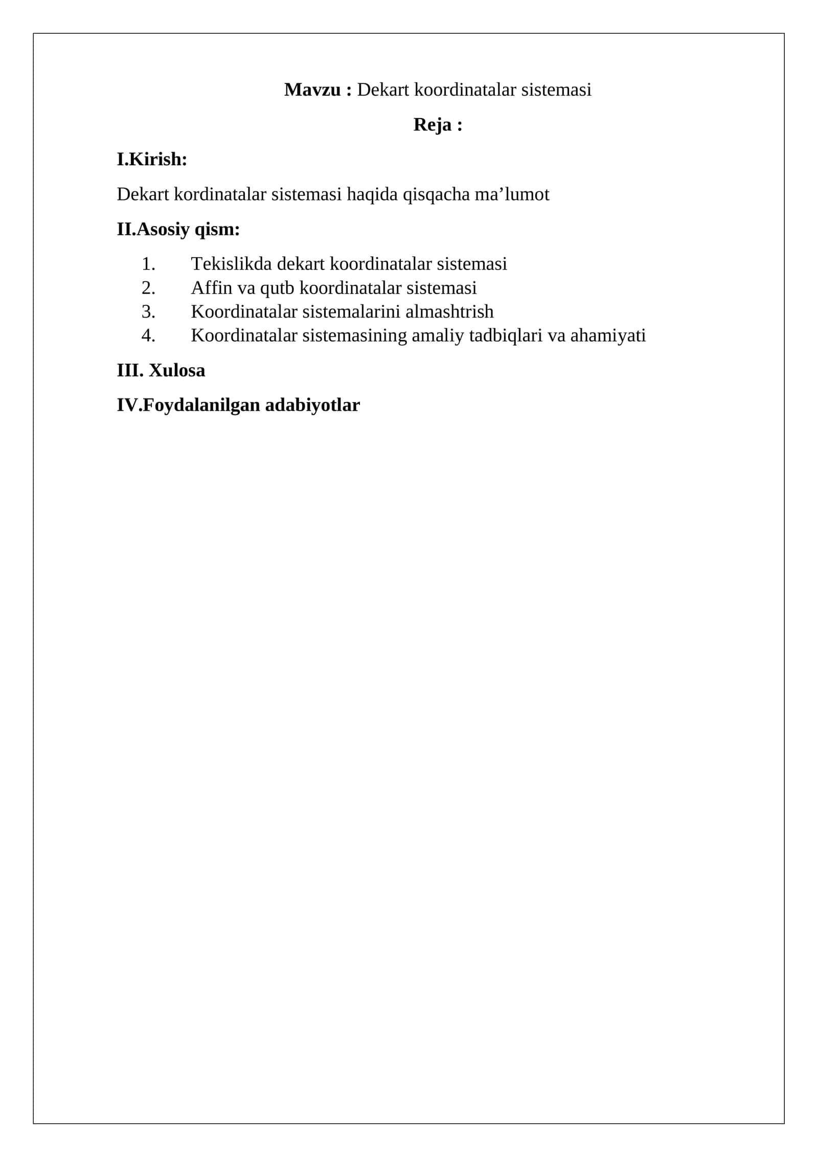 Dekart koordinatalar sistemasi 1