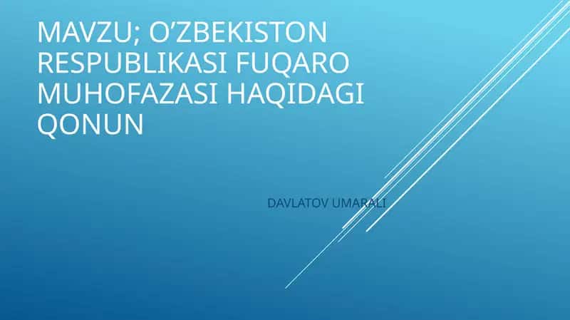 O'zbekiston Respublikasi Fuqaro muhofazasi haqida qonuni. 1