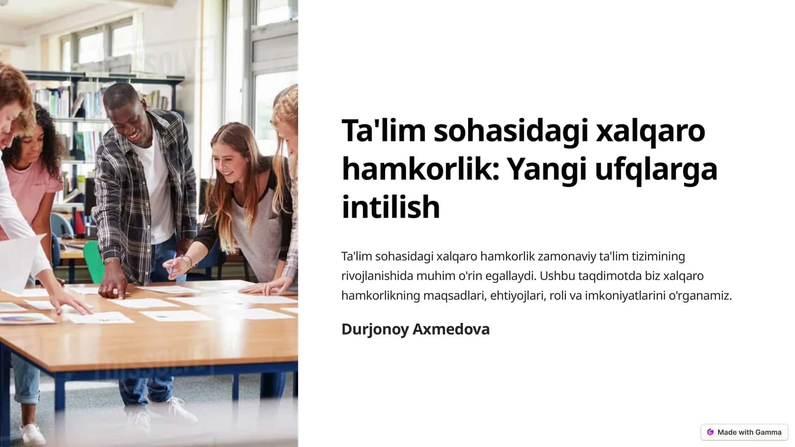 TA'LIM SOHASIDAGI XALQARO HAMKORLIK 1