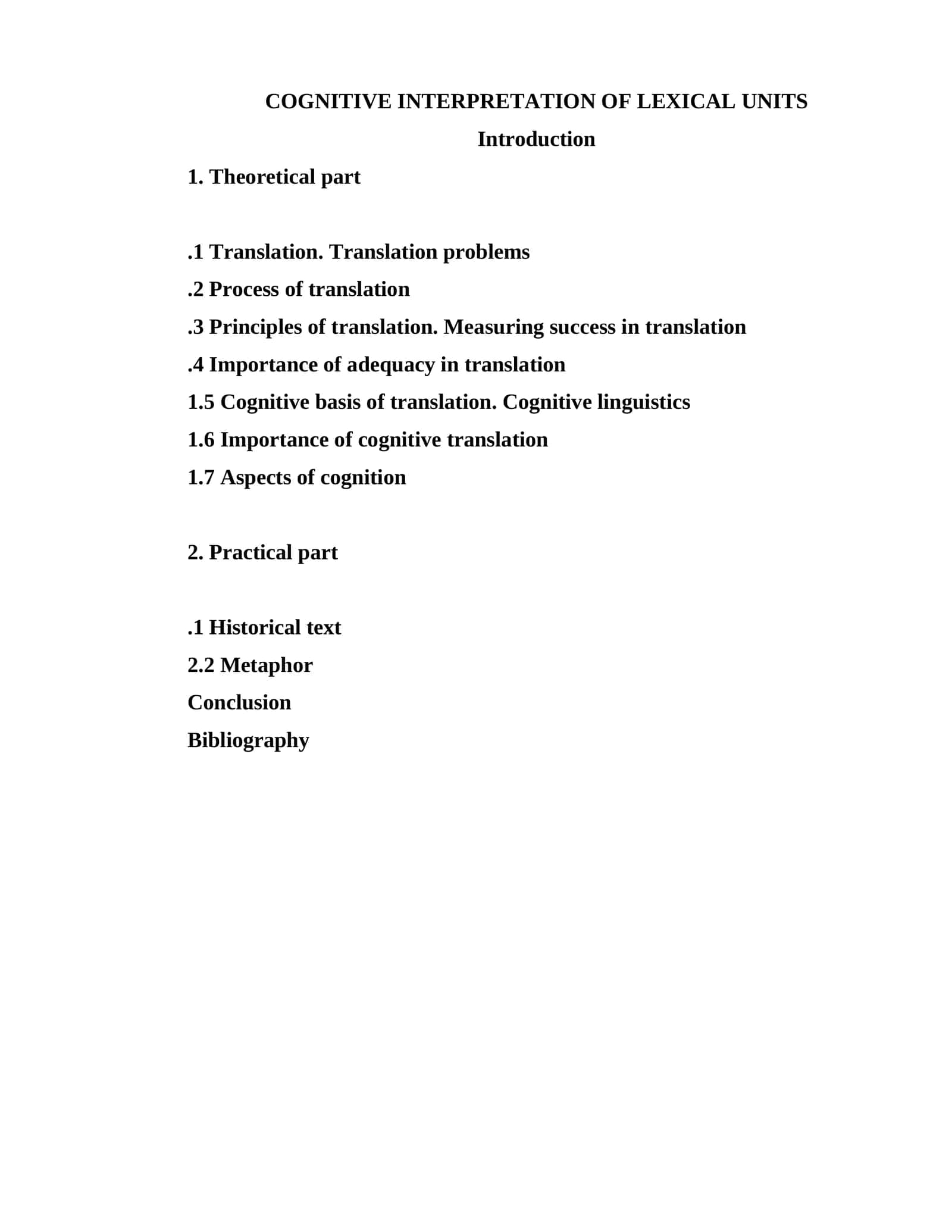 COGNITIVE INTERPRETATION OF LEXICAL UNITS 1