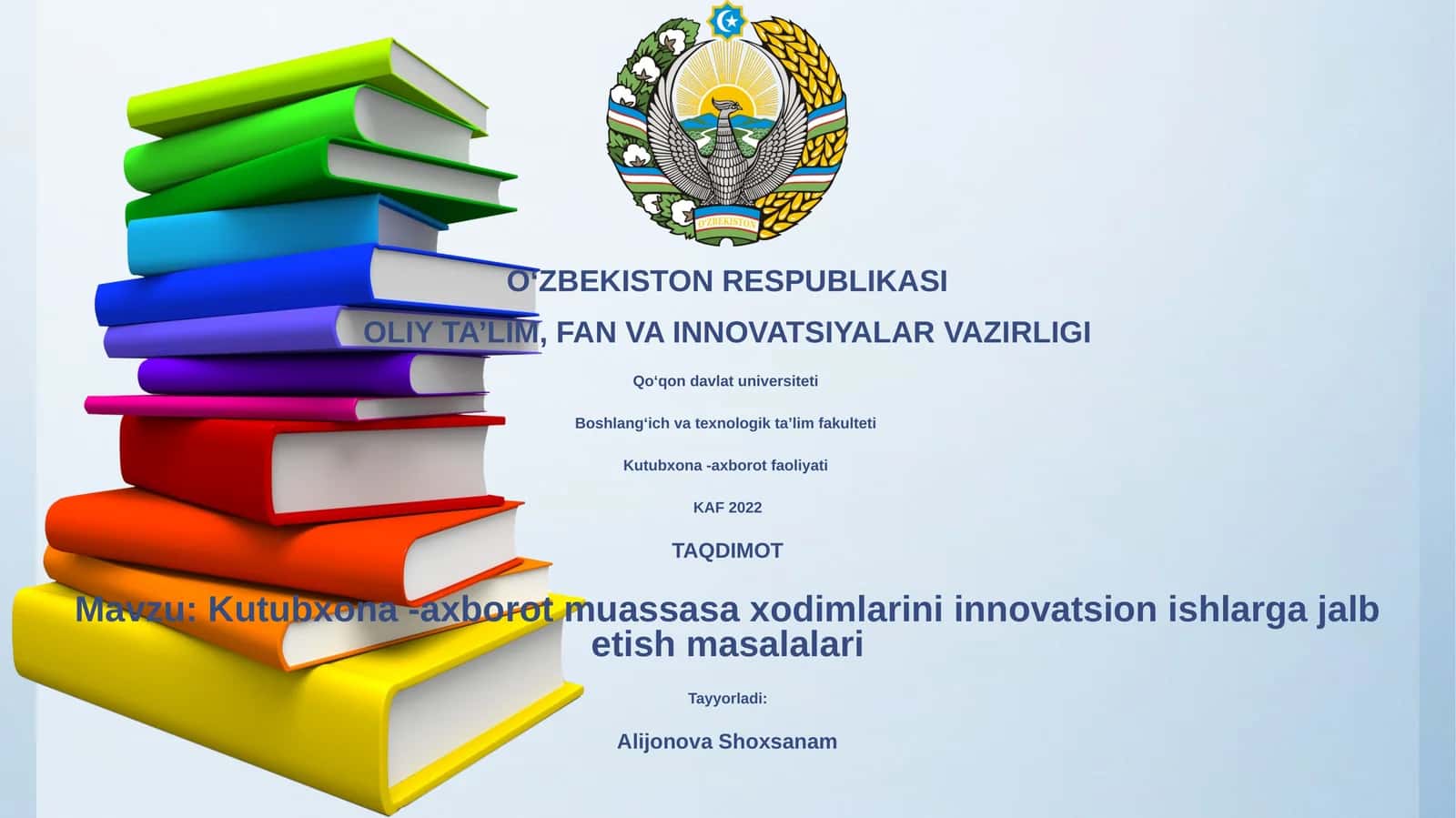 Kutubxona -axborot muassasa xodimlarini innovatsion ishlarga jalb etish masalalari 1