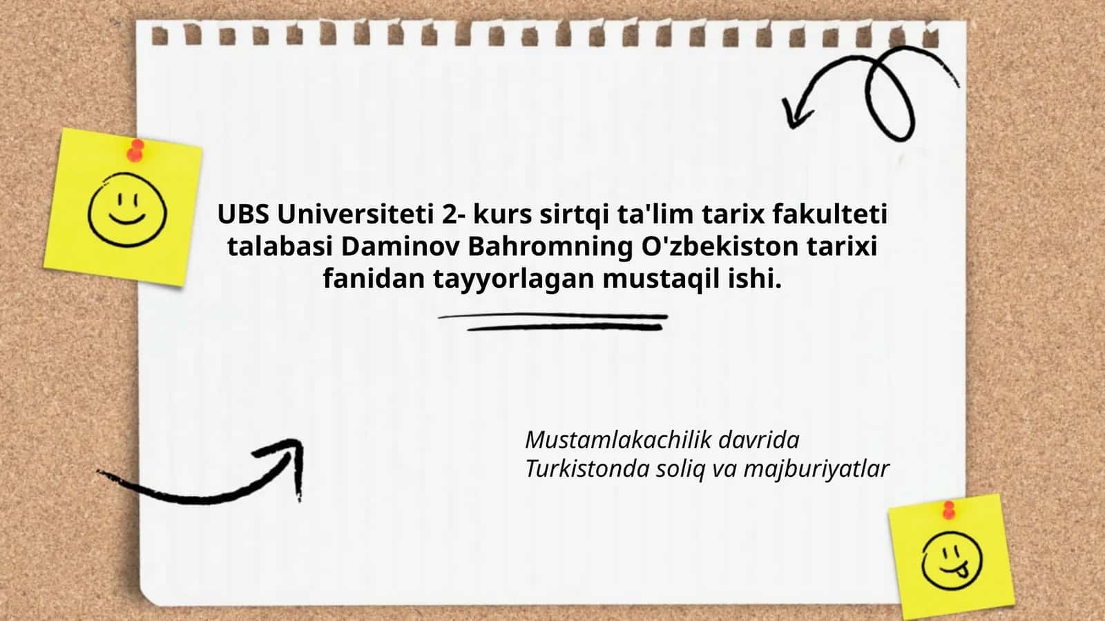 O'zbekiston tarixi fanidan mustaqil ish 1