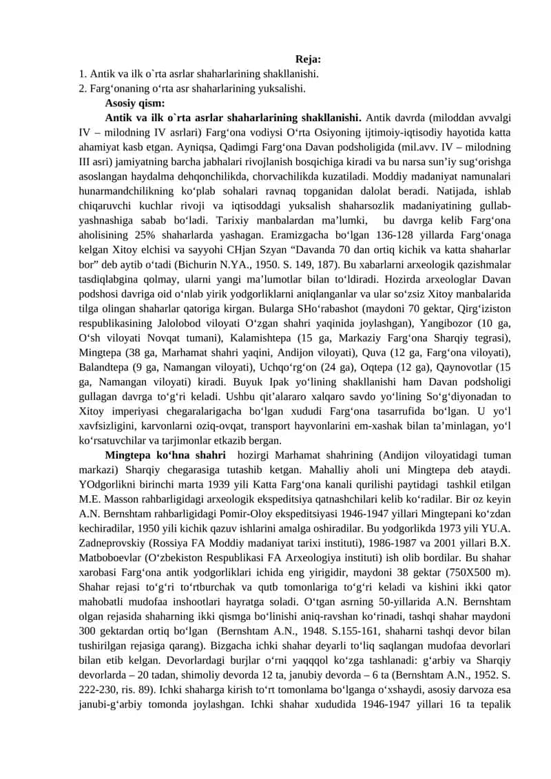 Antik va ilk o`rta asrlar shaharlarining shakllanishi 1
