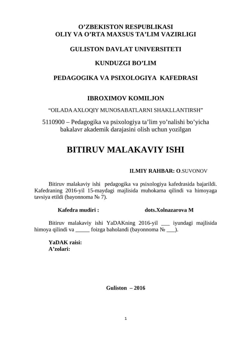 "OILADA AXLOQIY MUNOSABATLARNI SHAKLLANTIRSH" 1