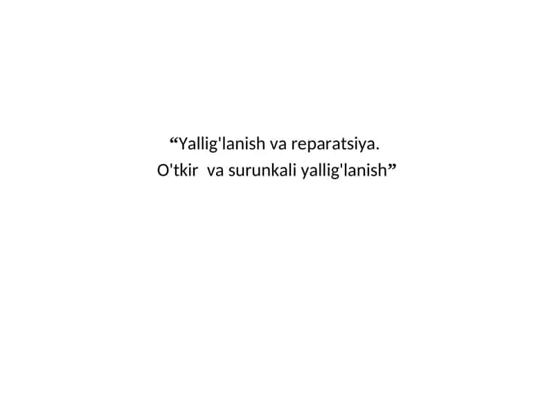 O'tkir va Surunkali Yallig'lanish 1