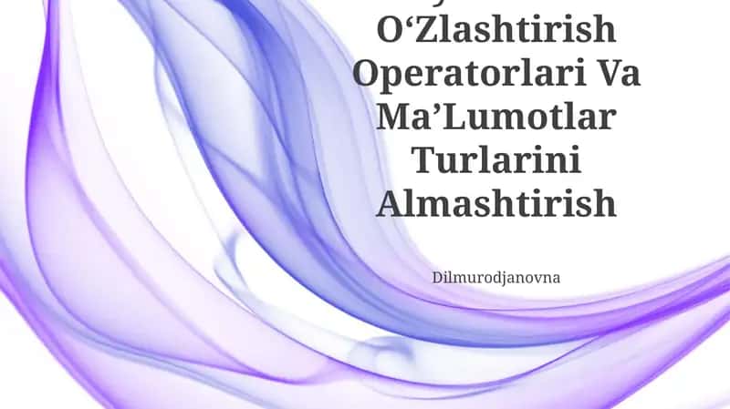 Python OʻZlashtirish Operatorlari Va MaʼLumotlar Turlarini Almashtirish 1