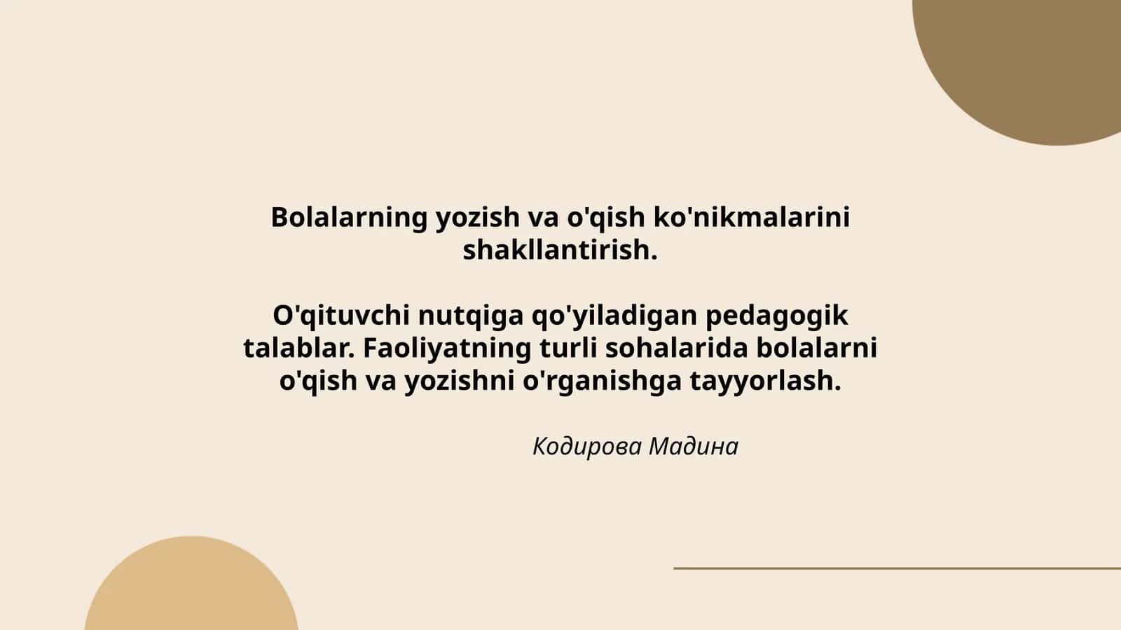 Bolalarning yozish va o'qish ko'nikmalarini shakllantirish 1