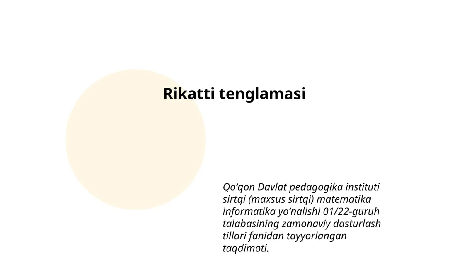 Rikatti tenglamasi 1