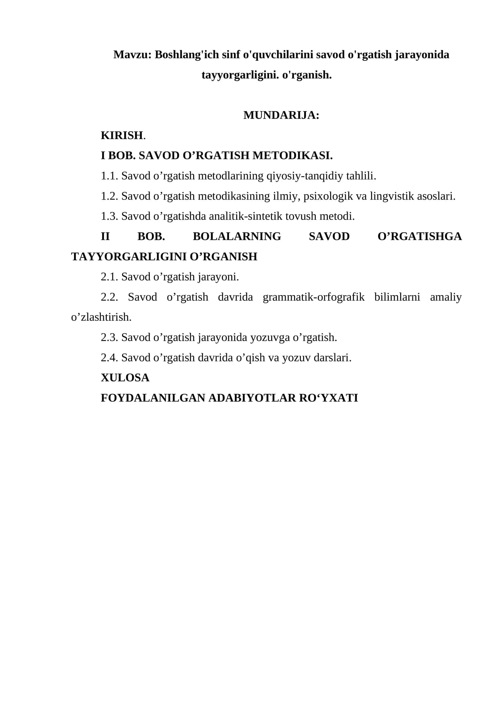 Savod o'rgatish metodikasi 1